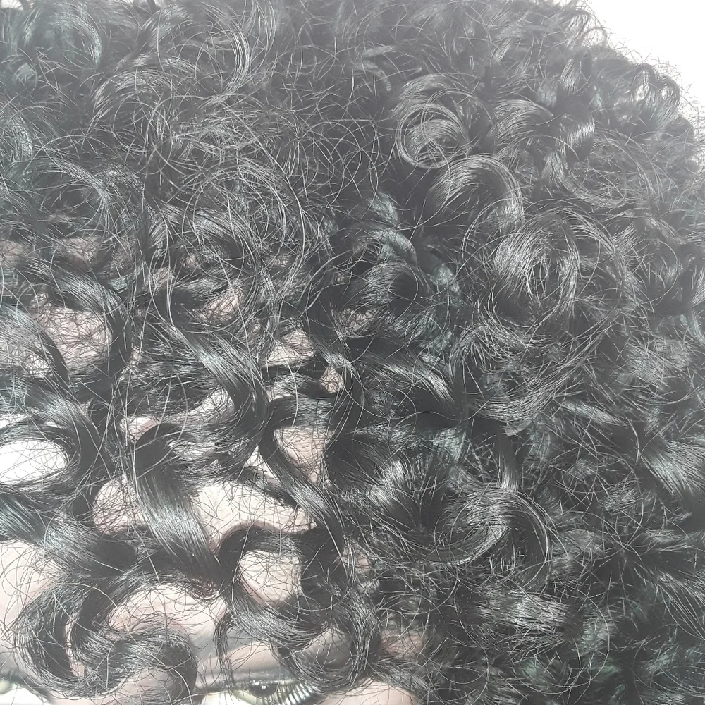 Black Curly Synthetic Short Wig